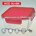 12oz SGS tested airtight glass food container with red lid